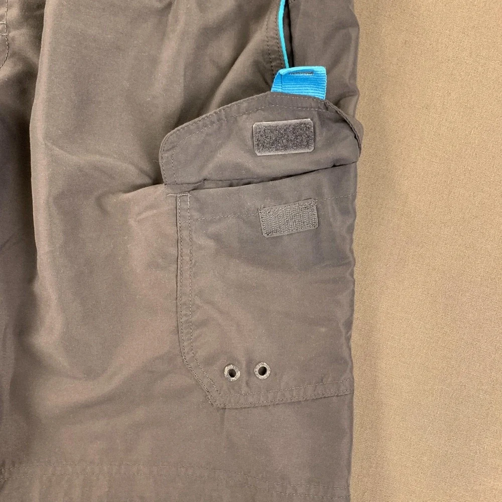 Speedo Swim Trunks Men LG (34in) Gray Blue Mesh Lined‎ Board Shorts Cargo Pocket